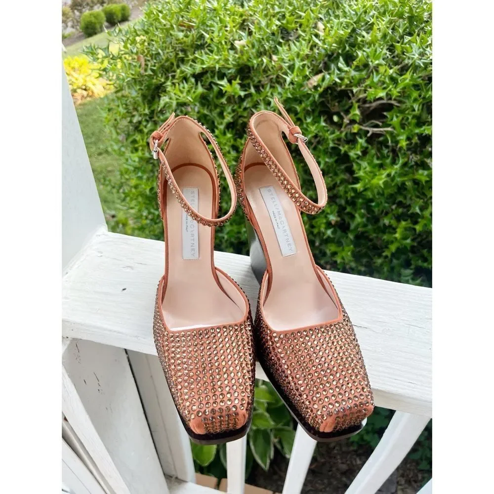 Stella McCartney Cowboy Crystal Embellished Faux Suede Pumps New in‎ Box